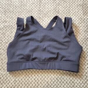 Lilybod Active Sports Bra Womens Small Blue Lasercut High Neck Movement Gym Logo